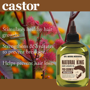 Natural King Pro-growth Castor Hair & Beard Oil 7.1 oz and 2.5 oz. Travel Size (2-PC Set)