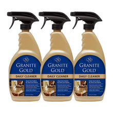 Load image into Gallery viewer, Granite Gold Daily Cleaner Spray Streak-Free Cleaning for Granite, Marble, Travertine, Quartz, Natural Stone Countertops, and Floors, 24 Fluid Ounces, 3-Pack