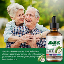 Load image into Gallery viewer, 4-in-1 Soursop Bitters Liquid, Soursop Oil with Sea Moss &amp; Black Seed Oil &amp; Ashwagandha, for Immune &amp; Digestive &amp; Cell Support, Sugar-Free | Non-GMO | Vegan (2 Fl oz) Slightly Sweet Flavor