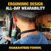 Load image into Gallery viewer, DEWALT Heavy Duty Black Edition 2-in-1 Neckband Bluetooth Headphones w/Built-in Speakers, Jobsite Wearable Speaker &amp; Around Neck, Wireless Headset, 60+ Hrs Hands-Free Music &amp; Calls, Carry Pouch