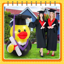 Load image into Gallery viewer, Leyndo 1 Set 5ft Graduation Inflatables Decoration Giant Inflatable Duck with Build-in LEDs Lights Cute Blow up Duck with Cap and Gown Diploma for Congrats Graduation Party Yard Lawn Photo Booth