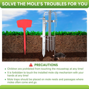 Qualirey 4 Pack Mole Trap Gopher Trap Ground Squirrel Trap Galvanized and Oil Hardened Spear Style Mole Killer Animal Trap Reusable for Lawn Garden Farm (Silver)