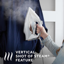 Load image into Gallery viewer, Sunbeam Turbo Steam Iron, 1700 Watt, Nonstick Ceramic Soleplate, Horizontal or Vertical Shot of Steam, Quick Heating, 3-Way Auto-Off, White and Chrome,9.3&quot;L x 3.7&quot;W