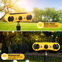 Load image into Gallery viewer, Qualirey Solar Outdoor Motion Sensor Alarm 2 x 129db Loud Noise Maker 13 Sound Detector Strobe Light, 4 Modes Animal Deterrent Dog Barking Alarm Mount on Ground or Fence for Garden Yard(2 Pack)