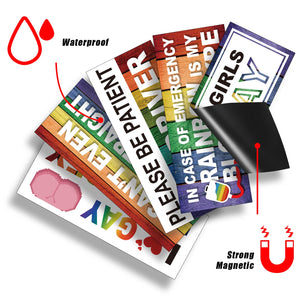Frienda 10 Pcs Bumper Decals Funny LGBT Stickers Rainbow Bumper Prank Car Stickers Colorful Car Accessories for Truck Vehicle Luggage Window Refrigerator(Magnetic,Stylish Style)
