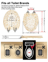 Load image into Gallery viewer, Gold Resin Toilet Seat Elongated with Easy Clean &amp; Change Hinges, Soft Close Quick Release Heavy Duty Toilet Seats with Glitter Cover Acrylic Seats (Elongated 19Inch, Gold Foil, Upgraded hinge)