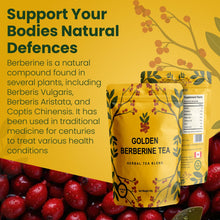 Load image into Gallery viewer, Berberine Tea 45g Natural Organic Caffeine-Free Blend Non-GMO Herbal in Plastic-Free Stand Alone Pouch Delicious Antioxidant for Immune Support
