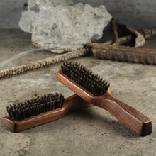 Load image into Gallery viewer, Mens Wild Boar Bristle Hair Brush for Men - Slick Back Hair Brush - Stiff Bristles for Thick Hair, Natural Black Walnut Wooden Handle Hairbrush, Beard Mustache Brush Comb by GAINWELL