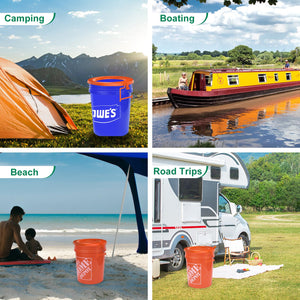 Orange Portable Bucket Toilet Seat - Snap-on for Camping, Hiking, Emergency, Car, Boat, RV Travel
