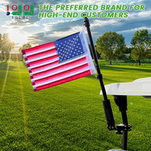 Load image into Gallery viewer, 10L0L Golf Cart Flag Holder and Flagpole Bracket Mount Compatible with for Yamaha EZGO TXT RXV Club Car DS Precedent Icon EV Star Embroidered USA Flag (12&quot;×18&quot;) Included