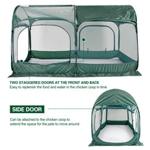 Load image into Gallery viewer, ANC POP Portable Chicken Run Large Pop-Up Chicken Pen for Small Animals Outdoor Gardening Net with 3 Doors and Handbag, Easy to Install and Storage, Green