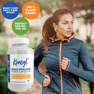Konsyl Daily Psyllium Fiber Capsules - Contains 1500mg of All-Natural Psyllium Husk Powder per Serving - Supports Digestive Health and Weight Management Goals+ (500 Count (Pack of 1), Unflavored)