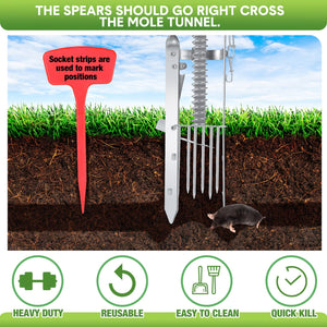 Qualirey 4 Pack Mole Trap Gopher Trap Ground Squirrel Trap Galvanized and Oil Hardened Spear Style Mole Killer Animal Trap Reusable for Lawn Garden Farm (Silver)