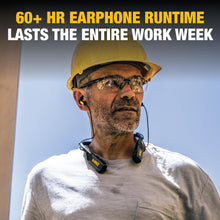 Load image into Gallery viewer, DEWALT Heavy Duty Black Edition 2-in-1 Neckband Bluetooth Headphones w/Built-in Speakers, Jobsite Wearable Speaker &amp; Around Neck, Wireless Headset, 60+ Hrs Hands-Free Music &amp; Calls, Carry Pouch