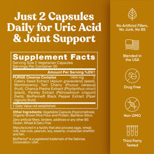 Load image into Gallery viewer, Purge! Uric Acid Flush – Eat &amp; Drink What You Want – Detox and Cleanse with Celery Seed Extract, Tart Cherry &amp; Chanca Piedra for Effective Joint Support &amp; Active Mobility – 60 Soft Vegan Capsules
