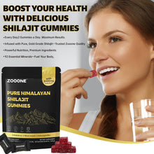 Load image into Gallery viewer, zooone- Pure Himalayan Shilajit Gummies – Premium Shilajit for Men &amp; Women, Energy &amp; Stamina Booster, Supports Immune &amp; Muscle Health – Natural Herbal Blend with Ashwagandha &amp; Black Musli