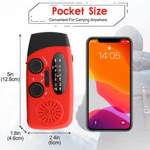 Load image into Gallery viewer, Emergency Hand Crank Radio with LED Flashlight for Emergency, AM/FM NOAA Portable Weather Radio with 2000mAh Power Bank Phone Charger, USB Charged &amp; Solar Power for Camping, Emergency