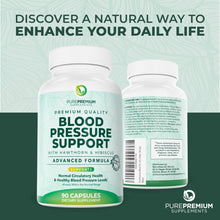 Load image into Gallery viewer, PurePremium Blood Pressure Supplements with Hawthorn Berry, Hibiscus, Garlic &amp; Vitamin B12- Nitric Oxide Supplement for Normal Heart Health, Circulation Health &amp; Blood Pressure Support - 90ct