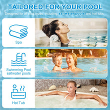 Load image into Gallery viewer, PoolTest strips 8-in-1 kit with 100 hot tub strips for above ground pools, spas and salt water minder - Tests pH, chlorine, bromine, alkalinity, hardness, cyanuric acid, salt