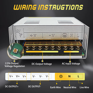 AC to DC Converter 110V to 24V 25A 600W Power Converter, AC 110V 220V to DC 24V Universal Switching Regulated Power Supply SMPS Transformer AC to DC Adapter for LED,CCTV,RV (DC24V-25A-600W)