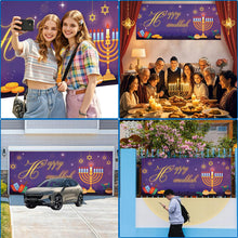 Load image into Gallery viewer, Happy Hanukkah Garage Door Cover, Chanukah Garage Door Decorations Cover Banner 6 x 13Ft with 8 Reinforced Rings, Happy Hanukkah Large Backdrop Decoration for Garage Party Wall Door Gate