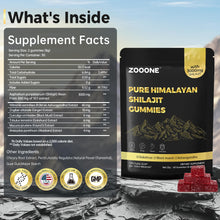 Load image into Gallery viewer, zooone- Pure Himalayan Shilajit Gummies – Premium Shilajit for Men &amp; Women, Energy &amp; Stamina Booster, Supports Immune &amp; Muscle Health – Natural Herbal Blend with Ashwagandha &amp; Black Musli
