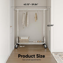 Load image into Gallery viewer, HOKEEPER Clothes Rack Clothing Racks for Hanging Clothes, Portable Clothes Rack with Lockable Wheels, Commercial Heavy Duty Garment Rack for Bedroom, Living Room, Laundry, Balcony