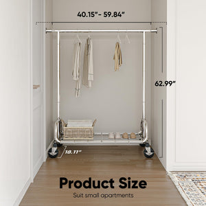 HOKEEPER Clothes Rack Clothing Racks for Hanging Clothes, Portable Clothes Rack with Lockable Wheels, Commercial Heavy Duty Garment Rack for Bedroom, Living Room, Laundry, Balcony