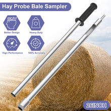 Load image into Gallery viewer, 26 inch Hay Probe Bale Sampler, Stainless Steel Hay and Forage Probe for Drilling, Serrated Tip Design, Comes with Dowel and Metal File for Resharpening