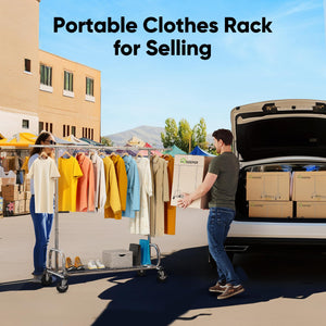 HOKEEPER Clothes Rack Clothing Racks for Hanging Clothes, Portable Clothes Rack with Lockable Wheels, Commercial Heavy Duty Garment Rack for Bedroom, Living Room, Laundry, Balcony