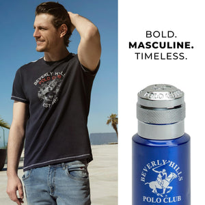 Beverly Hills Polo Club - Natural Whole Body Deodorant for Men Spray - Fresh and Luxury French Cologne Scent - Sophisticated Men's Gift for Odor Protection & Confidence, 4oz (Blue)