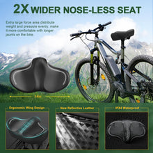 Load image into Gallery viewer, GINEOO New Noseless Oversized Bike Seat, Extra Wide Comfort Pure Memory Foam Bicycle Seat Cushion, Compatible Saddle Replacement with Electric Bike, Exercise, Cruiser, Road Bike for Men &amp; Women