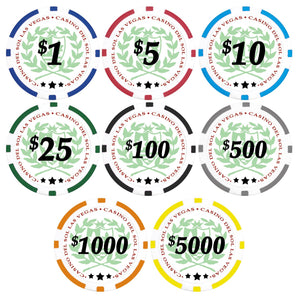 DA VINCI 50 Green Casino Del Sol 11.5 Gram Poker Chips with 25 Dollar Denomination