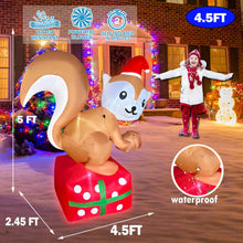 Load image into Gallery viewer, JOYEASE 5 FT Christmas Inflatable Squirrel Standing on Gift Box Decorations LED Lighted Xmas Christmas Blow up Yard Decorations for Party Indoor Outdoor Garden Decor