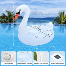 Load image into Gallery viewer, Alpcouts Giant Inflatable Swan Pool Float Adult with Colorful Lights, Solar Powered Large Swan Beach Pool Floaties, 60&#39;&#39; Lake Pool Raft Lounge Inflatable Ride-On with Fast Valves for Summer Water Fun.