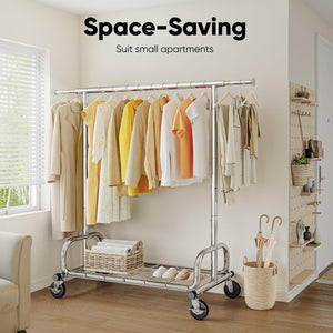 HOKEEPER Clothes Rack Clothing Racks for Hanging Clothes, Portable Clothes Rack with Lockable Wheels, Commercial Heavy Duty Garment Rack for Bedroom, Living Room, Laundry, Balcony