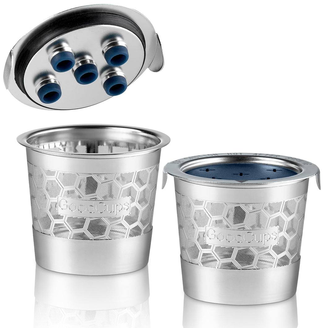 2 Stainless Steel Reusable K Cups for Keurig K Supreme, K Supreme Plus, K Slim, K-Duo Hot & Iced with Multistream Technology - 2 Refillable Kcups Coffee Filters for Keurig Coffee Makers