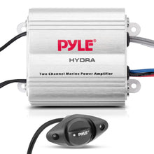 Load image into Gallery viewer, Pyle Hydra Marine Amplifier - Upgraded Elite Series 400 Watt 2 Channel Micro Amplifier - Waterproof, GAIN Level Controls, RCA Stereo Input, 3.5mm Jack &amp; Volume Control (PLMRMP1A)