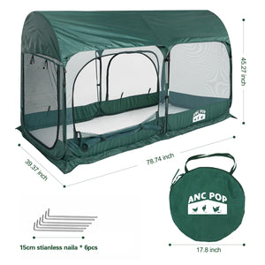 ANC POP Portable Chicken Run Large Pop-Up Chicken Pen for Small Animals Outdoor Gardening Net with 3 Doors and Handbag, Easy to Install and Storage, Green