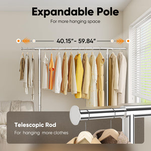 HOKEEPER Clothes Rack Clothing Racks for Hanging Clothes, Portable Clothes Rack with Lockable Wheels, Commercial Heavy Duty Garment Rack for Bedroom, Living Room, Laundry, Balcony