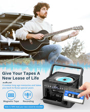 Load image into Gallery viewer, Greadio Boombox CD and Cassette Player Combo, 5000mAh Rechargable CD Player Boombox with Bluetooth Receive/Transmit/FM Radio/USB/TF/AUX/Remote Control, Boom Box Cassette Player for Home Outdoor
