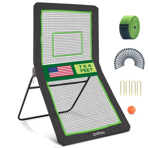ZivPlay Lacrosse Rebounder for Backyard Lacrosse Bounce Back Net Volleyball Rebounder Net for Lax and Volleyball Practice Five Rebound Angles Includes Ball 7x4 ft