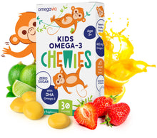 Load image into Gallery viewer, Omega 3 Gummies - Ultra-High DHA Chewable Gel Gummy - Omega 3 for Kids Supports Brain &amp; Eye Health - Sugar-Free Natural Fruit Flavor - Kids Omega 3 Fish Oil Gummies (30 Count)