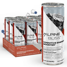 Load image into Gallery viewer, Alpine Bliss Energy Drink with Tyrosine, Ginger Root, B Vitamins and Saffron Extract, Supports Focus and Mental Clarity, Award-Winning Low Calorie Adaptogen &amp; Nootropic Blend, European Mountain Water, Berry Flavor (12 Pack)