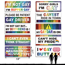 Load image into Gallery viewer, Frienda 10 Pcs Bumper Decals Funny LGBT Stickers Rainbow Bumper Prank Car Stickers Colorful Car Accessories for Truck Vehicle Luggage Window Refrigerator(Magnetic,Stylish Style)