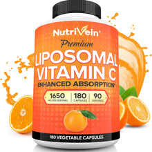 Load image into Gallery viewer, Nutrivein Premium Liposomal Vitamin C Supplement 1650mg - 180 Caps: High-Absorption Vitamin C Capsules for Whole-Body Defenses &amp; Overall Well-Being