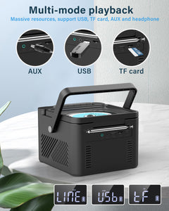 Greadio Boombox CD and Cassette Player Combo, 5000mAh Rechargable CD Player Boombox with Bluetooth Receive/Transmit/FM Radio/USB/TF/AUX/Remote Control, Boom Box Cassette Player for Home Outdoor