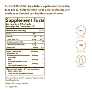 Solgar Omega-3 Fish Oil Concentrate, 240 Softgels