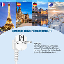 Load image into Gallery viewer, European Travel Plug Adapter with 4FT Extension Cord, (Not for UK) US to European International Plug Adapter Travel Essentials France Germany Greece