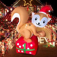 Load image into Gallery viewer, JOYEASE 5 FT Christmas Inflatable Squirrel Standing on Gift Box Decorations LED Lighted Xmas Christmas Blow up Yard Decorations for Party Indoor Outdoor Garden Decor